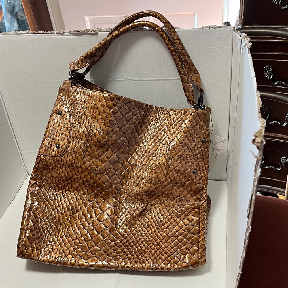 Big Buddha Tan Textured Shoulder Bag